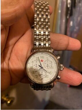 My Michelle Silver-Tone Chronograph Watch with White Dial